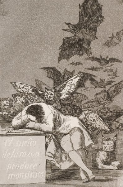 © Francisco José de Goya, Der Schlaf der Vernunft gebiert Ungeheuer, 1797-1799